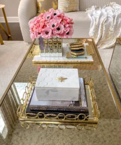 Inspire Me! Home Decor Marble Box With Metal Bee Inlay