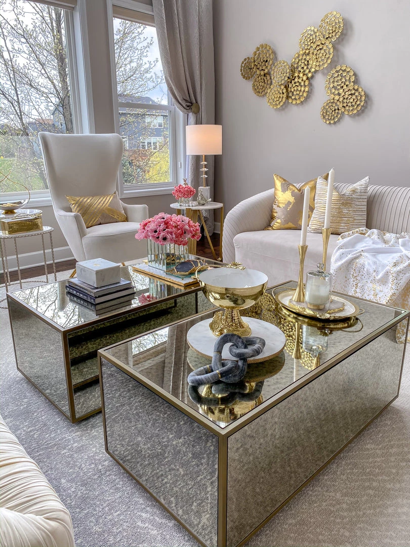 Inspire Me! Home Decor White Marble Round Lazy Susan W/ Gold Textured Edge