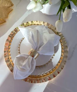 Inspire Me! Home Decor Gold Textured Ruffle Round Tray/Charger