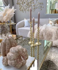 Inspire Me! Home Decor Gold Bead Design Candle Stick (3 Sizes)