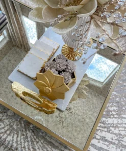 Inspire Me! Home Decor Golden Flower Decorative Box With Lid