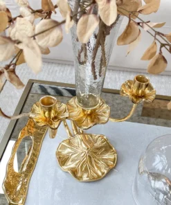 Inspire Me! Home Decor Gold Lotus Vase & Candle Holder