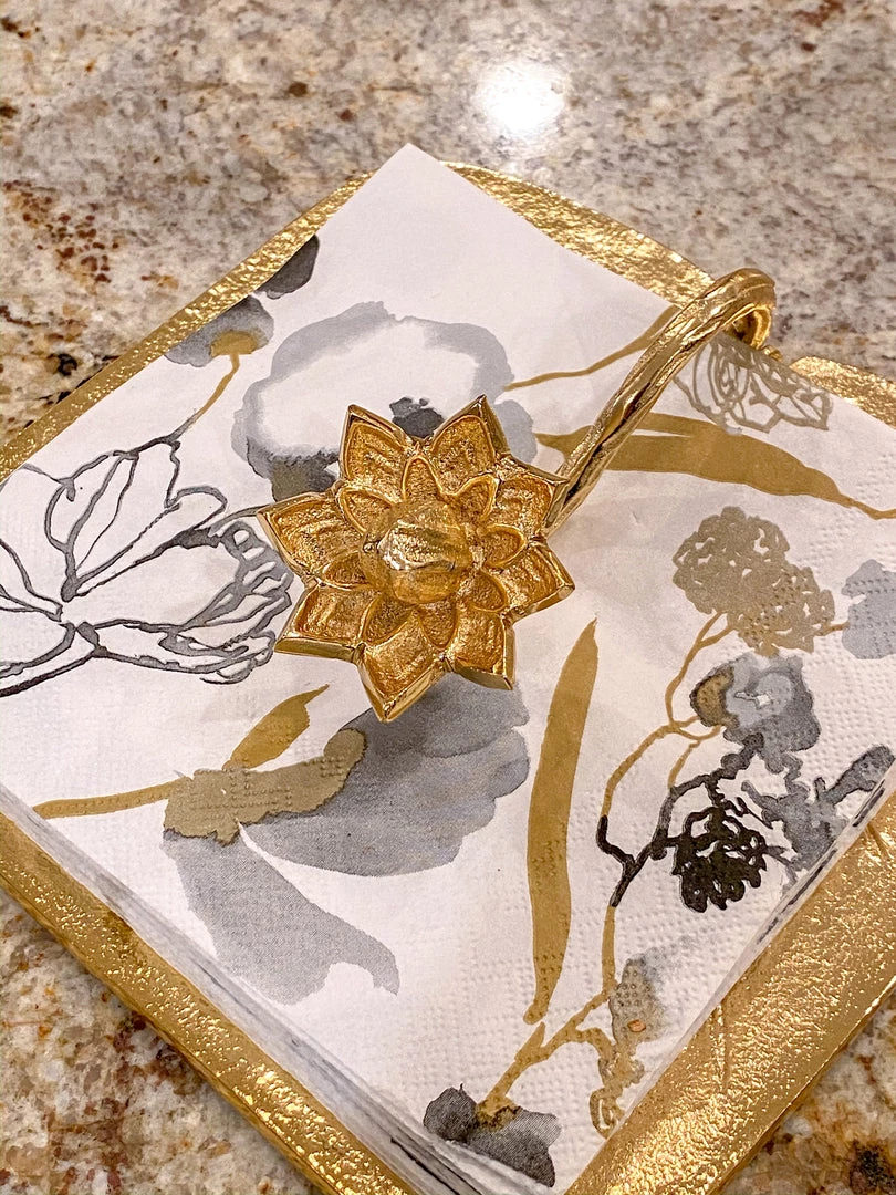 Inspire Me! Home Decor Gold Lotus Napkin Holder
