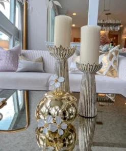 Inspire Me! Home Decor Round Dish With Cover And White Jeweled Flower Details (2 Colors)