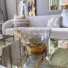 Inspire Me! Home Decor Glass Bowl With Gold Metal Swirl