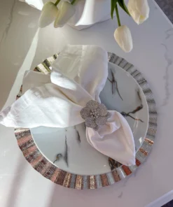 Inspire Me! Home Decor Silver Ripple Charger Plate