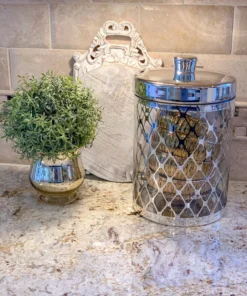 Inspire Me! Home Decor Glass Jar W/ Gold Lid (2 Sizes & 2 Colors)