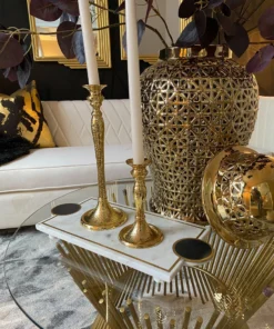 Inspire Me! Home Decor Marble Footed Tray W/ Black Circles