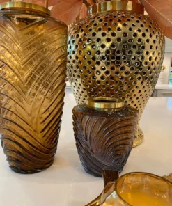 Inspire Me! Home Decor Amber Textured Vase With Gold Rim (2 Sizes)