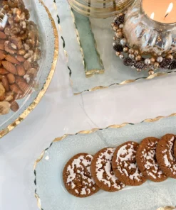 Inspire Me! Home Decor Glass Oval Tray With Hammered Gold Edge