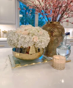 Inspire Me! Home Decor Glass Tray With Hammered Gold Edge