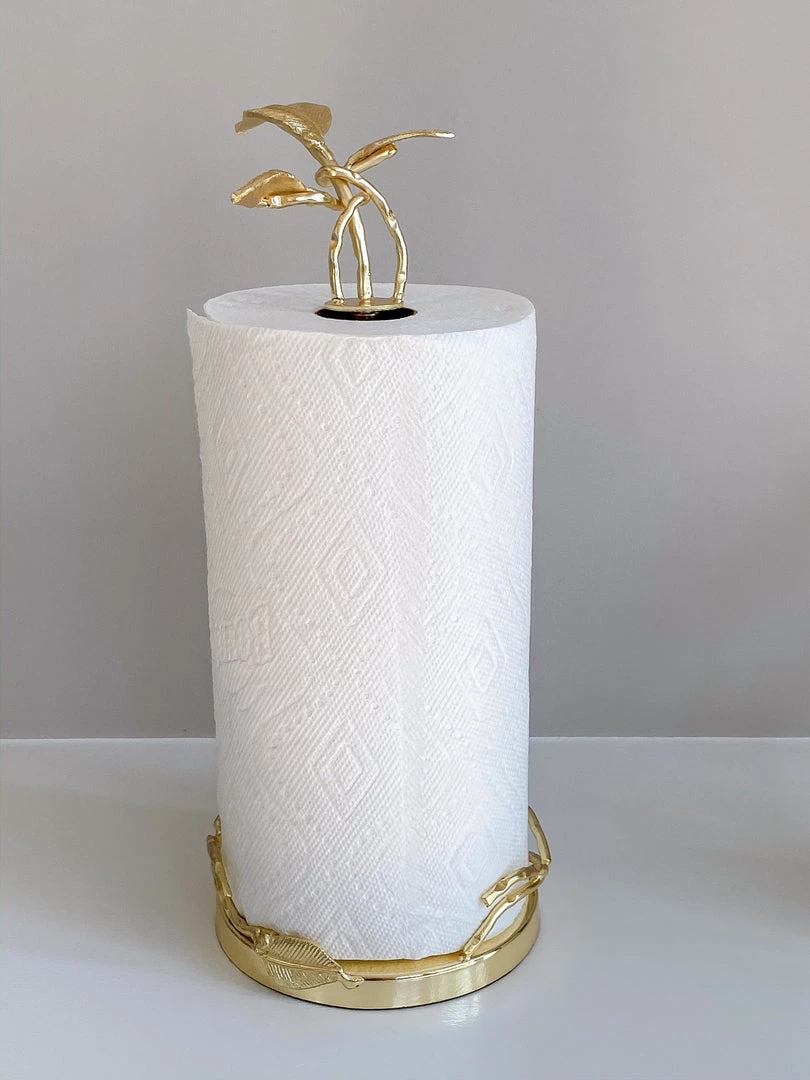 Inspire Me! Home Decor Gold Leaf Detailed Paper Towel Holder