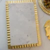 Inspire Me! Home Decor Gold Large Rectangle Marble Tray With Ripple Edge (2 Colors)