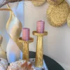Inspire Me! Home Decor Pink Brushed Metallic Pillar Candle