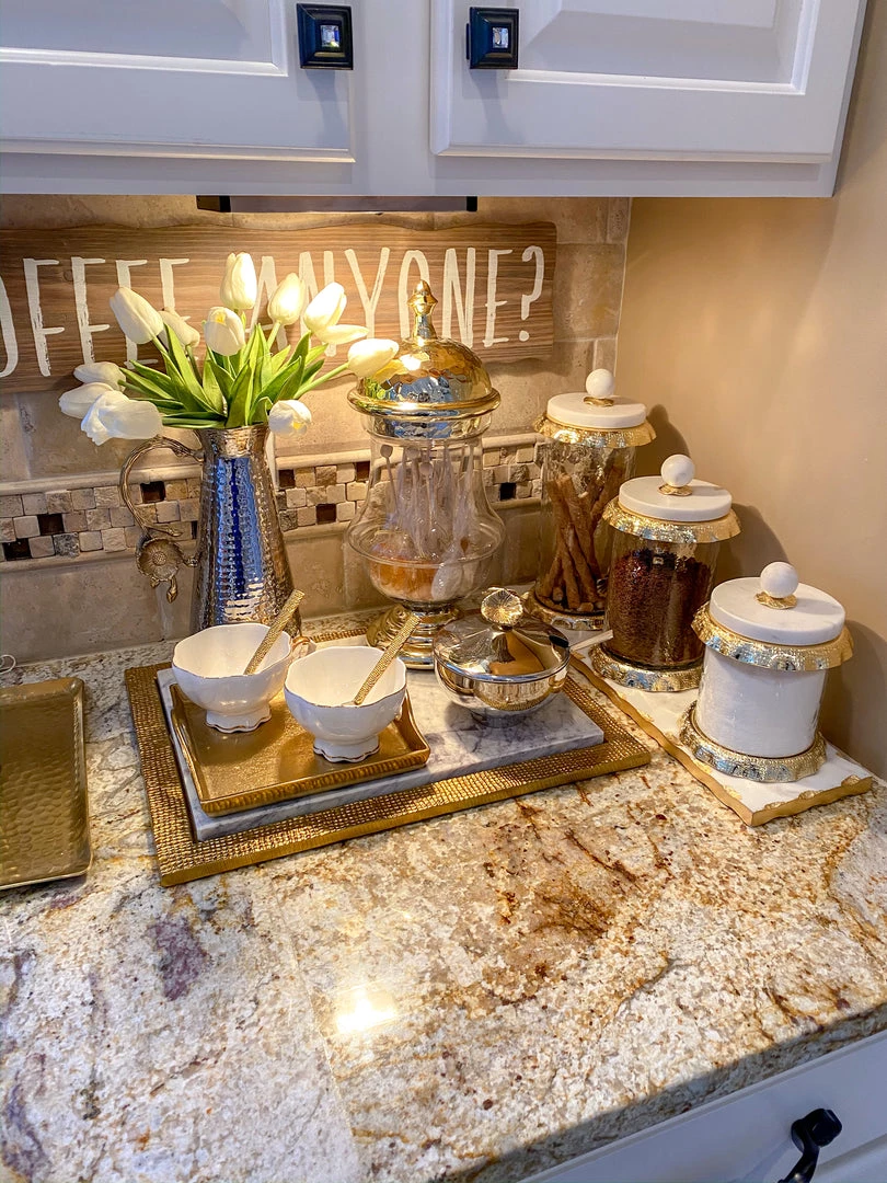 Inspire Me! Home Decor Bowl With Gold Floral Handle