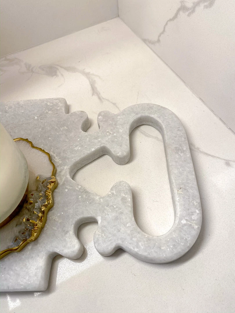 Inspire Me! Home Decor KITCHEN Intricate Detail Marble Scroll Tray