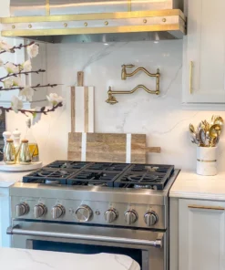 Inspire Me! Home Decor Marble Utensil Holder With Gold Band