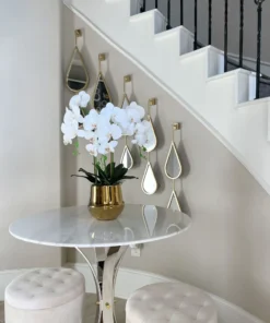 Inspire Me! Home Decor White Faux Orchid In Shiny Gold Pot