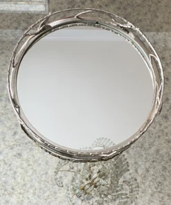 Inspire Me! Home Decor Silver Mirrored Leaf Tray