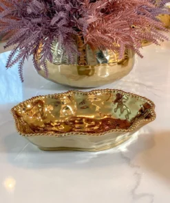 Inspire Me! Home Decor Gold Wavy Beaded Serving Bowl