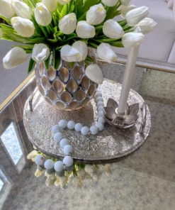 Inspire Me! Home Decor Silver Lotus Flower Candle Holder