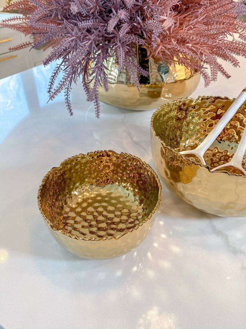 Inspire Me! Home Decor Hammered Porcelain Gold Bowl (2 Sizes)