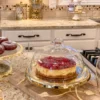 Inspire Me! Home Decor Gold Leaf Detailed Cake Plate W/ Textured Glass Dome