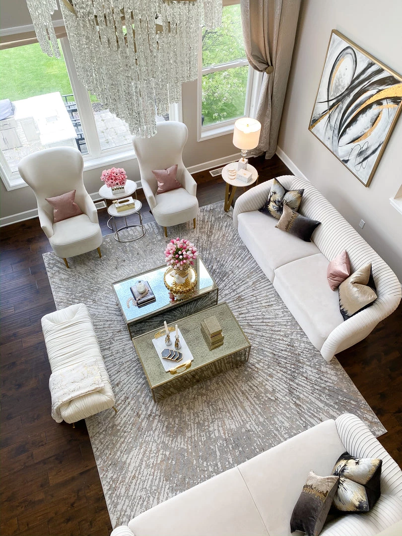 Nourison Metallic Abstract Area Rug Style 1 - Grey/Mocha (4 Sizes)