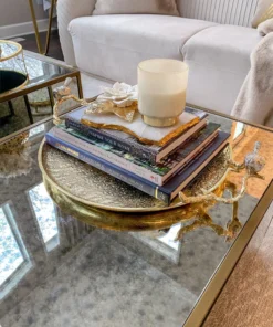 Inspire Me! Home Decor Large Gold Hammered Decorative Tray With Silver Birds