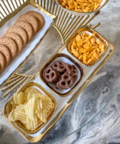 Inspire Me! Home Decor 3 Square Snack Bowls W/Tray Set Gold