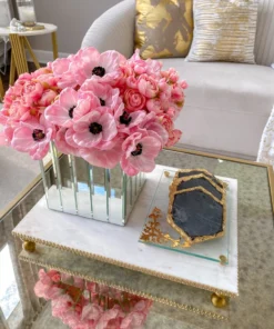 Inspire Me! Home Decor White Marble Tray W/ Gold Textured Edge (2 Size)