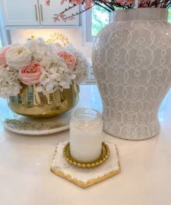 Inspire Me! Home Decor Marble Hexagon Trivet W/ Gold Edge