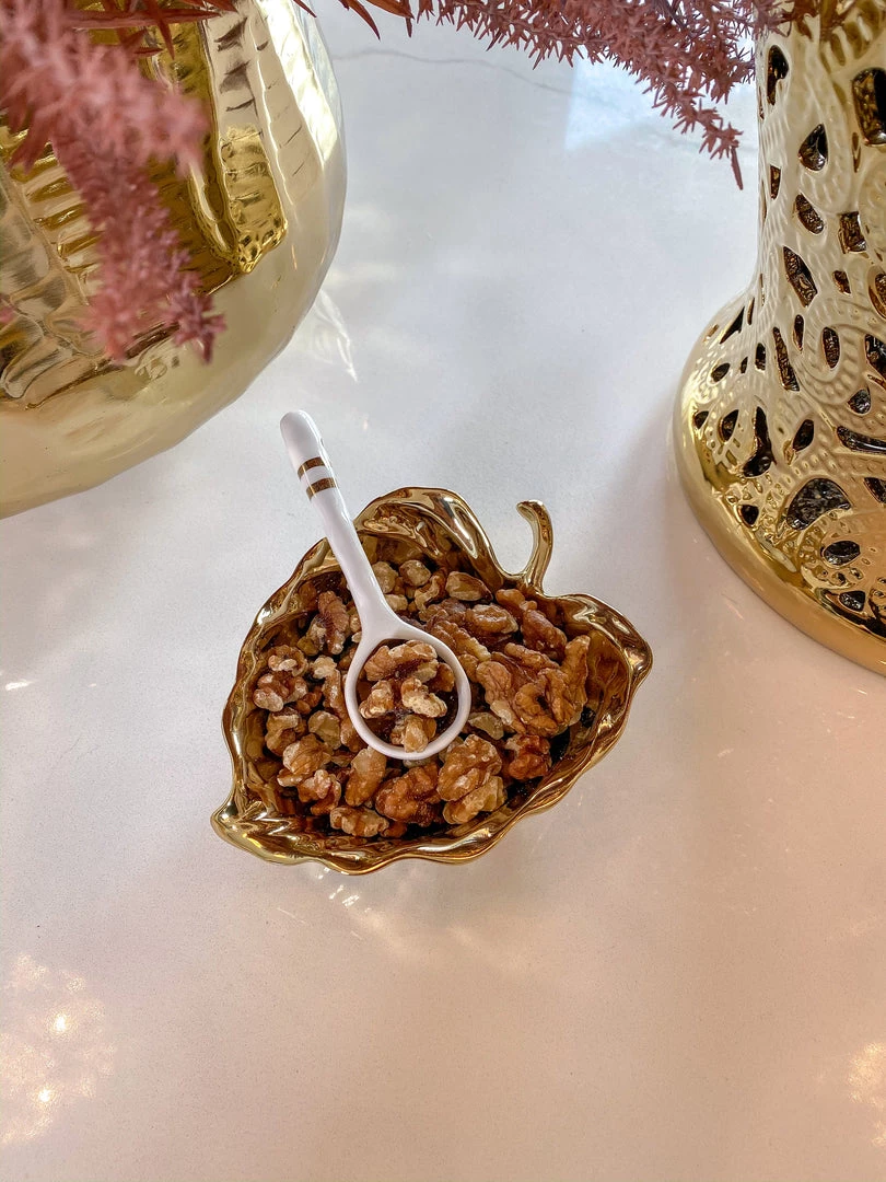 Inspire Me! Home Decor Gold Leaf Snack Bowl And Spoon Set