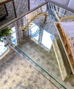 Inspire Me! Home Decor Glass Tray With Gold Metal Vine Handles