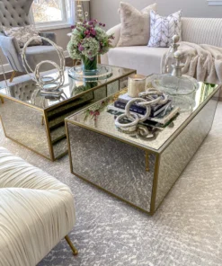 Inspire Me! Home Decor Large Round Glass Tray With Silver Handles And Ruffled Edge