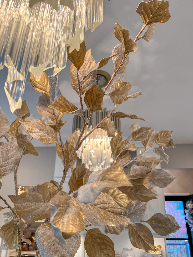 Inspire Me! Home Decor Extra Tall Gold Leaf Stem With Faux Snow