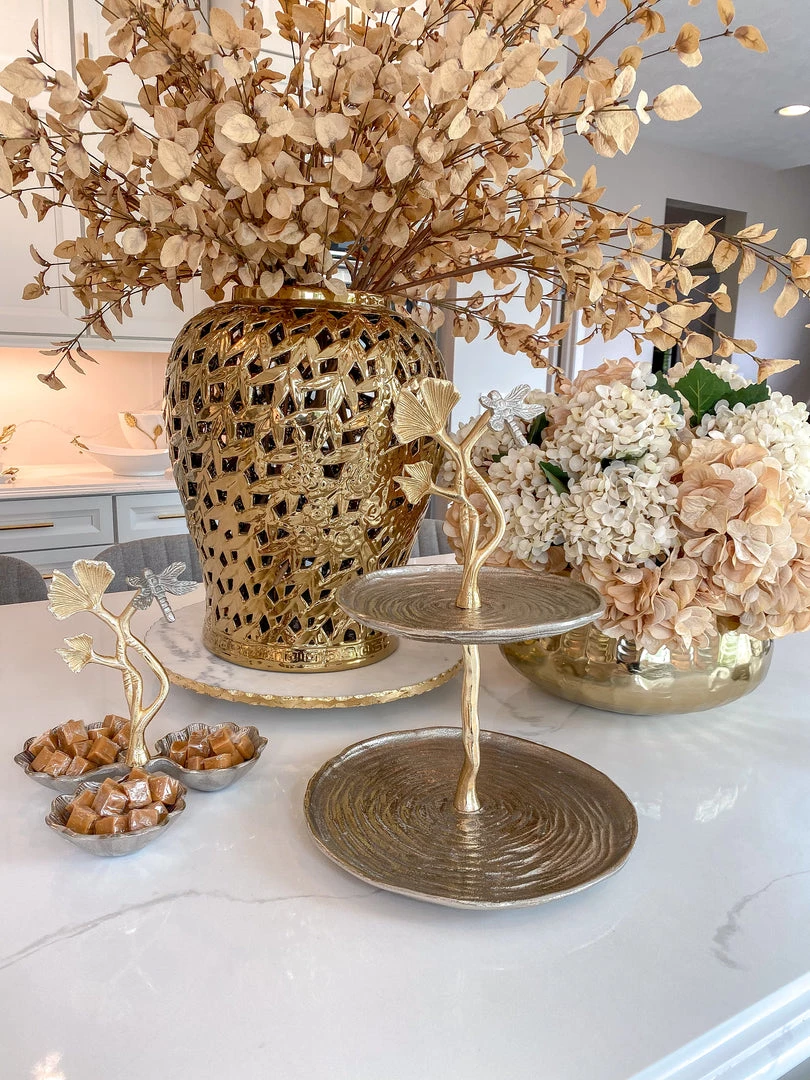 Inspire Me! Home Decor Two-Tone Dragonfly Serving Bowl Gold