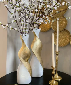 Inspire Me! Home Decor Gold And White Twisted Vase (2 Sizes)
