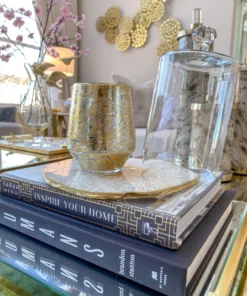 Inspire Me! Home Decor Metallic Gold And Silver Paloma Flower Scented Candle