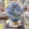 Inspire Me! Home Decor Blue Textured Round Vase With Gold Base