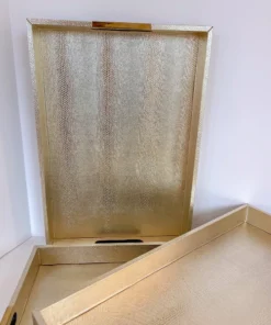 Inspire Me! Home Decor Golden Faux Leather Tray, Set Of 3