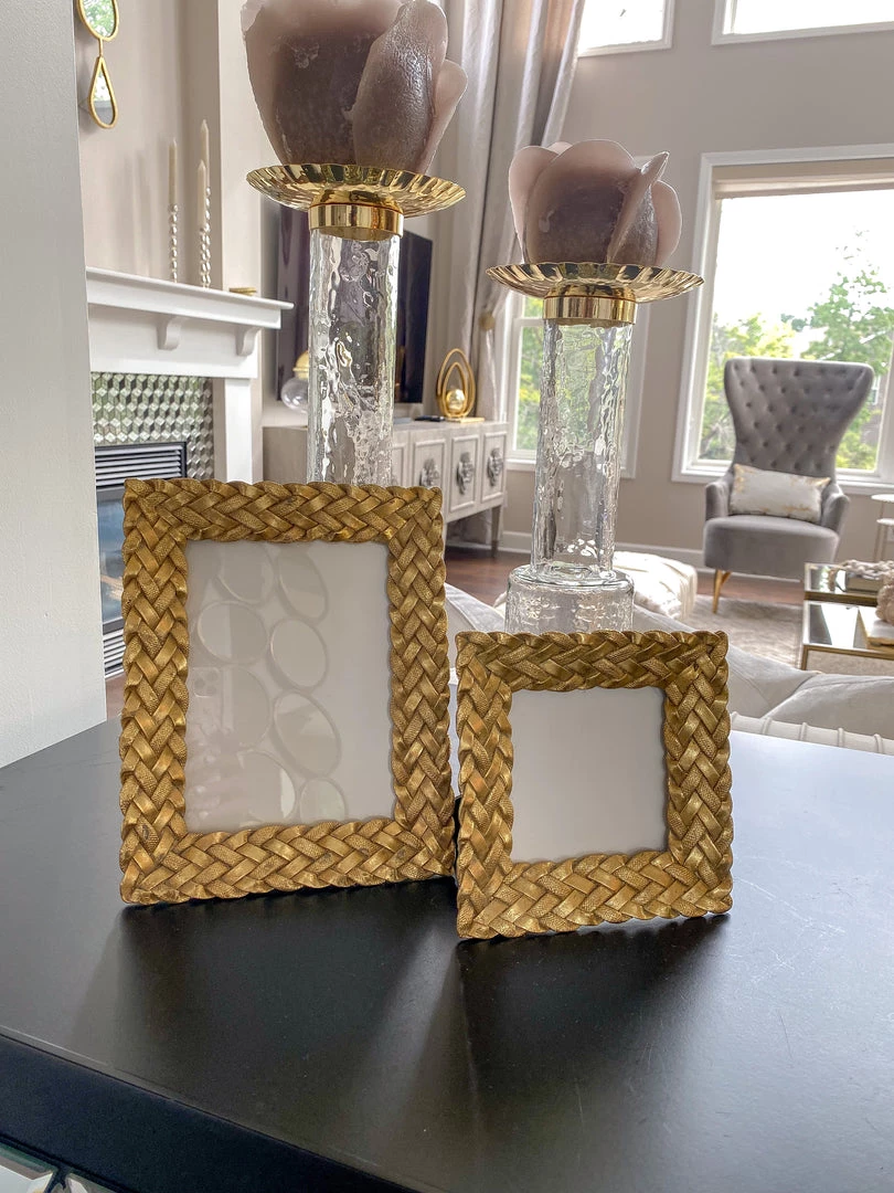 Inspire Me! Home Decor Gold Braided Patterned Picture Frame (3 Sizes)