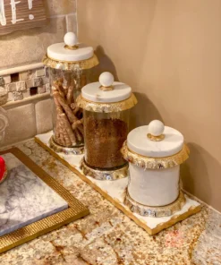 Inspire Me! Home Decor Marble Metallic Edged Rectangle Tray (2 Colors)