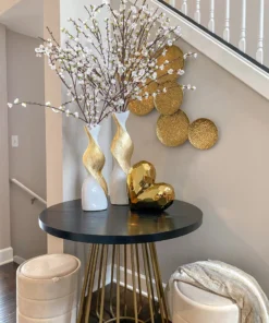 Inspire Me! Home Decor Gold And White Twisted Vase (2 Sizes)