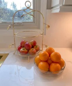 Inspire Me! Home Decor Two-Tiered Gold Leaf Serving Display