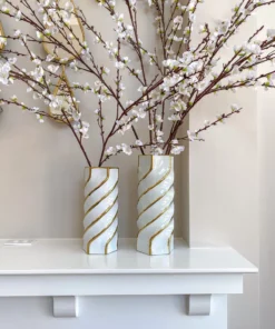 Inspire Me! Home Decor Gold And White Twist Vase (2 Sizes)