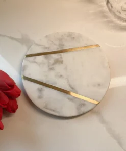 Inspire Me! Home Decor Round Marble Tray With Asymmetrical Inlay (2 Sizes)