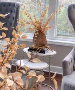 Inspire Me! Home Decor Beaded Textured Wide Gold Vase