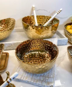 Inspire Me! Home Decor Hammered Porcelain Gold Bowl (2 Sizes)