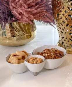 Inspire Me! Home Decor Silver And White 3 Section Serving Bowls